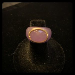Authentic 100 purple jade ring with 10k gold rim
